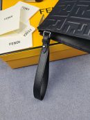 1:1 Replica Fendi Flat Pouch Black Nappa Pouch For Men 27cm/10.5in FF 7VA491A72VF0GXN