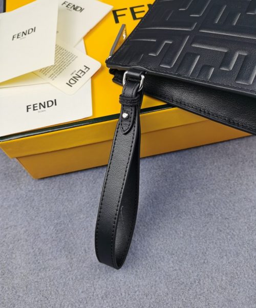1:1 Replica Fendi Flat Pouch Black Nappa Pouch For Men 27cm/10.5in FF 7VA491A72VF0GXN