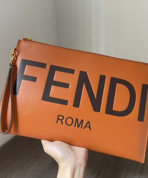 1:1 Replica Fendi Flat Pouch Brown Large Pouch Bag For Woman 34cm/13in 8N0178AC9LF0QVK