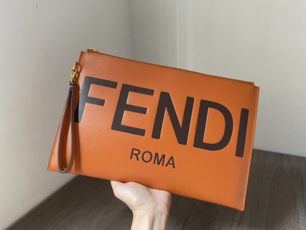1:1 Replica Fendi Flat Pouch Brown Large Pouch Bag For Woman 34cm/13in 8N0178AC9LF0QVK