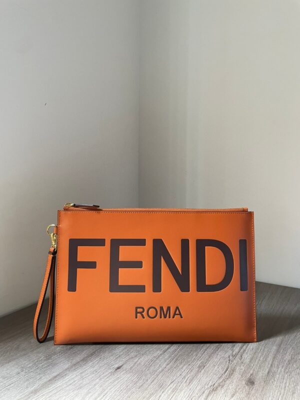 1:1 Replica Fendi Flat Pouch Brown Large Pouch Bag For Woman 34cm/13in 8N0178AC9LF0QVK