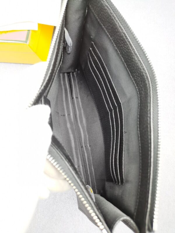 Fendi Flat Pouch In Black with Silver Hardware For Men 27cm/10.5in FF