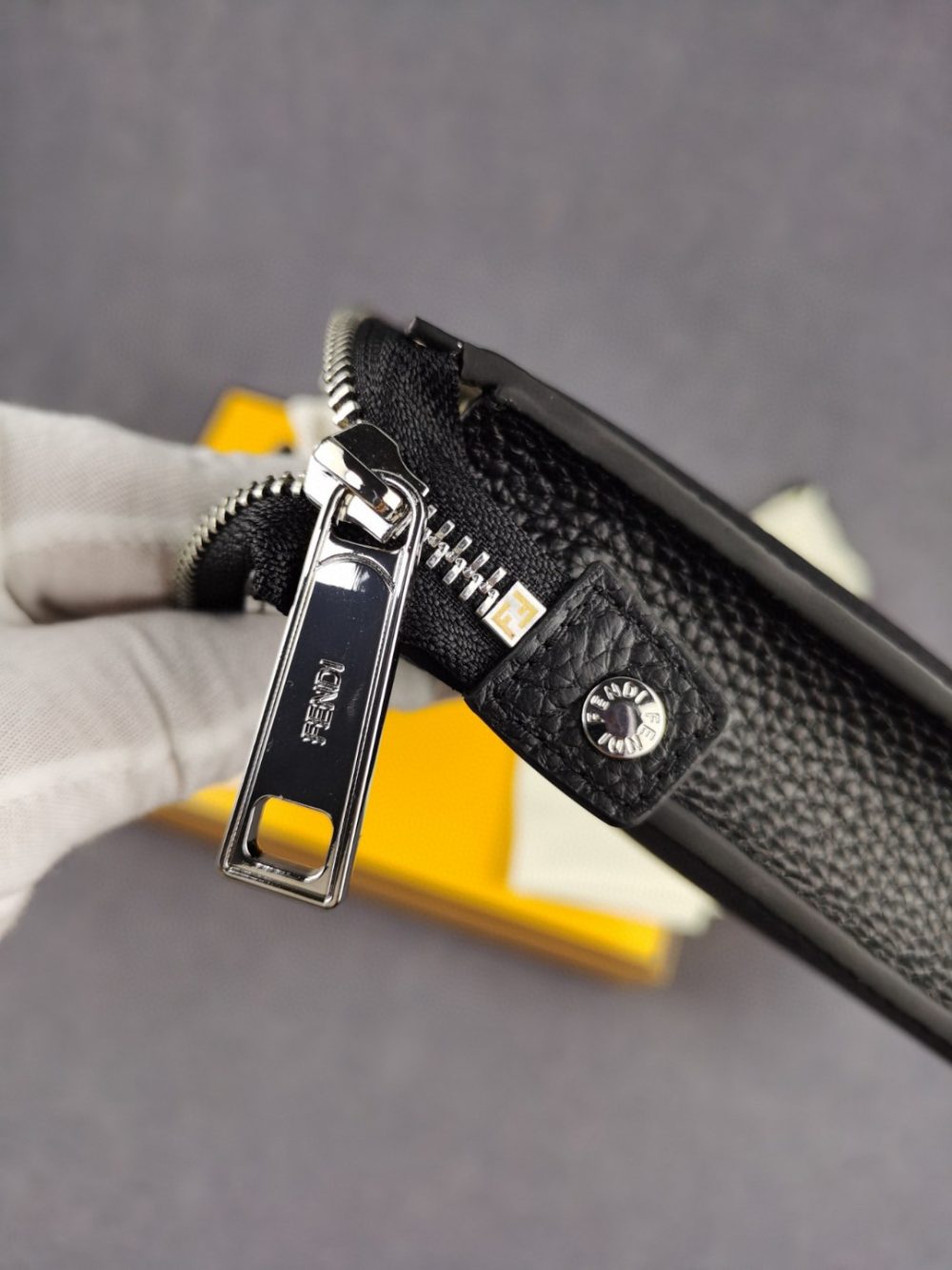 1:1 Replica Fendi Flat Pouch In Black with Silver Hardware For Men 27cm/10.5in FF - Image 6