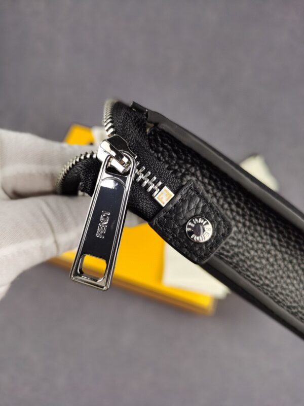 Fendi Flat Pouch In Black with Silver Hardware For Men 27cm/10.5in FF
