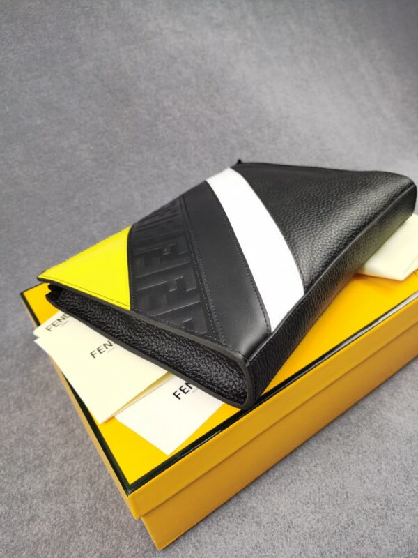 Fendi Flat Pouch In Black with Silver Hardware For Men 27cm/10.5in FF