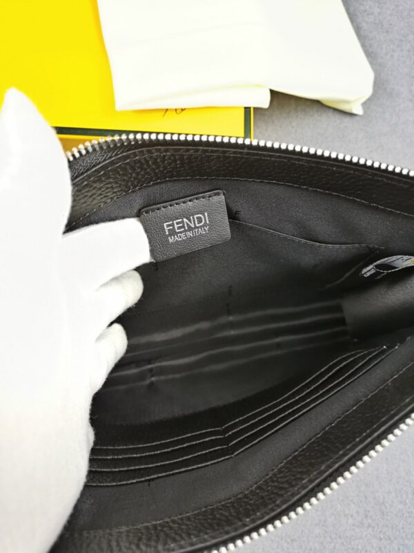 Fendi Flat Pouch In Black with Silver Hardware For Men 27cm/10.5in FF