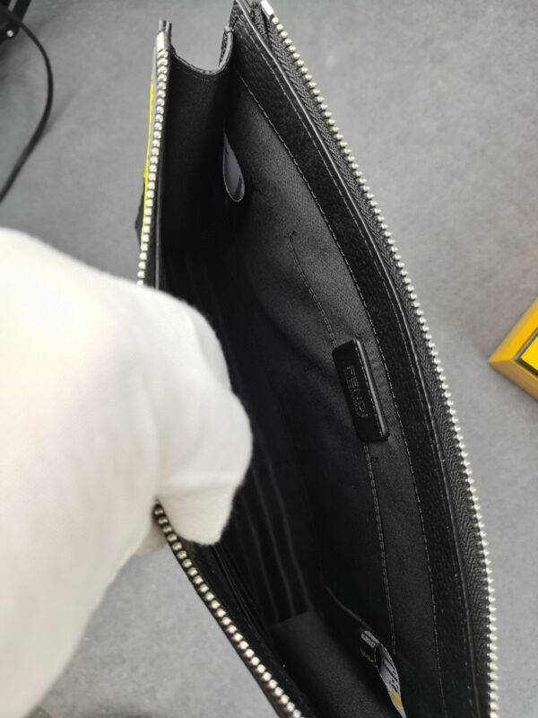 Fendi Flat Pouch In Black with Silver Hardware For Men 27cm/10.5in FF