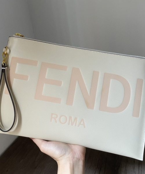 1:1 Replica Fendi Flat Pouch White Large Pouch Bag For Woman 34cm/13in 8N0178AC9LF0K7E