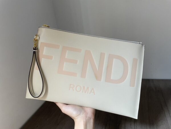 1:1 Replica Fendi Flat Pouch White Large Pouch Bag For Woman 34cm/13in 8N0178AC9LF0K7E