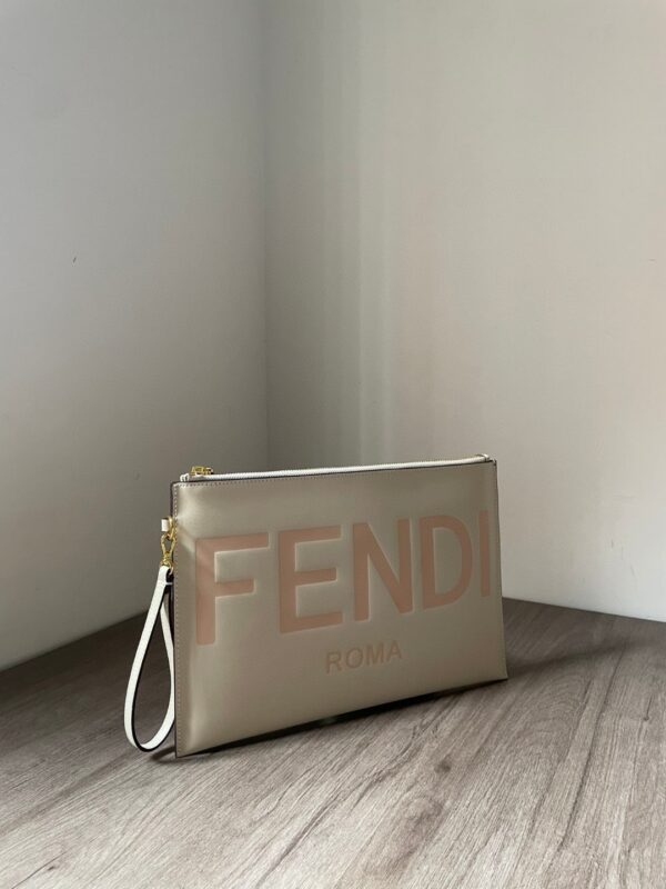 1:1 Replica Fendi Flat Pouch White Large Pouch Bag For Woman 34cm/13in 8N0178AC9LF0K7E