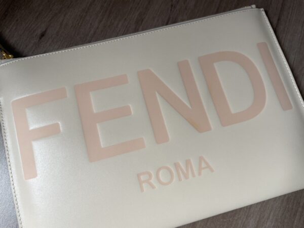 1:1 Replica Fendi Flat Pouch White Large Pouch Bag For Woman 34cm/13in 8N0178AC9LF0K7E