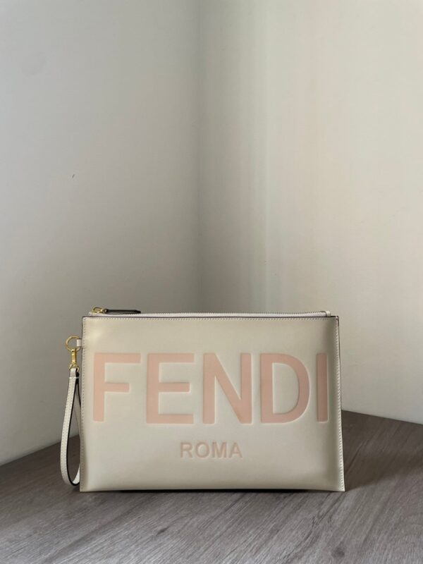 1:1 Replica Fendi Flat Pouch White Large Pouch Bag For Woman 34cm/13in 8N0178AC9LF0K7E