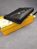 1:1 Replica Fendi Flat Zip Pouch in Black With Gold Toned Metalware For Men 27cm/10.5in FF