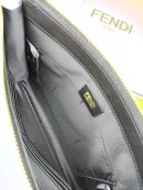 1:1 Replica Fendi Flat Zip Pouch in Black With Gold Toned Metalware For Men 27cm/10.5in FF