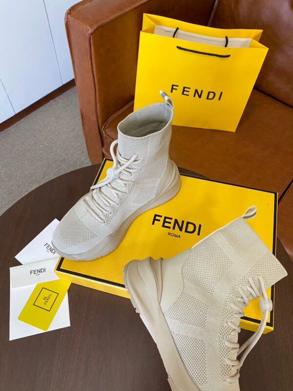 Fendi High Top Sneakers Beige For Women
