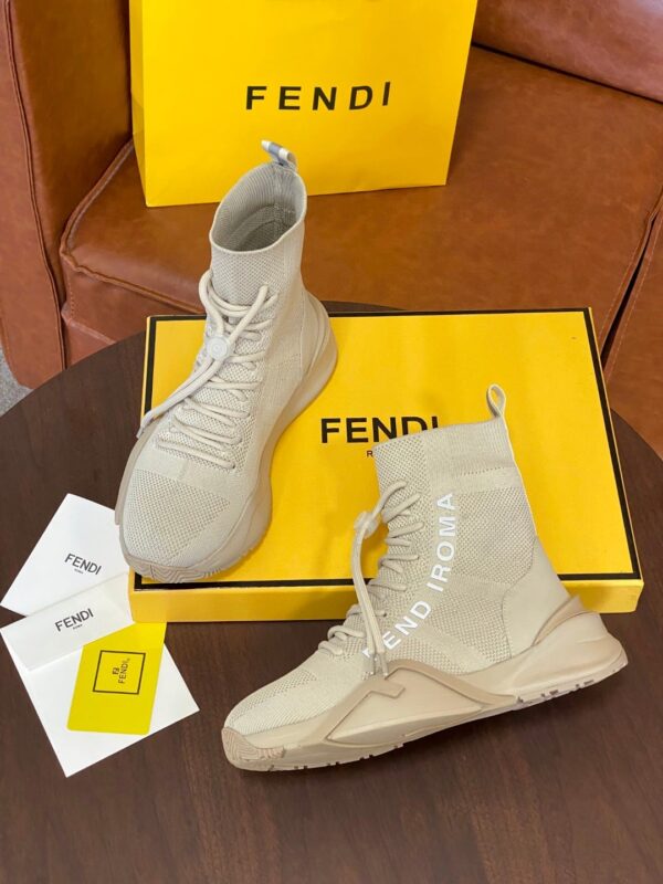 Fendi High Top Sneakers Beige For Women