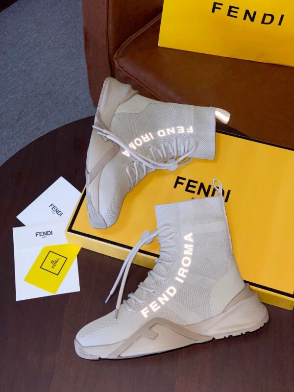 Fendi High Top Sneakers Beige For Women