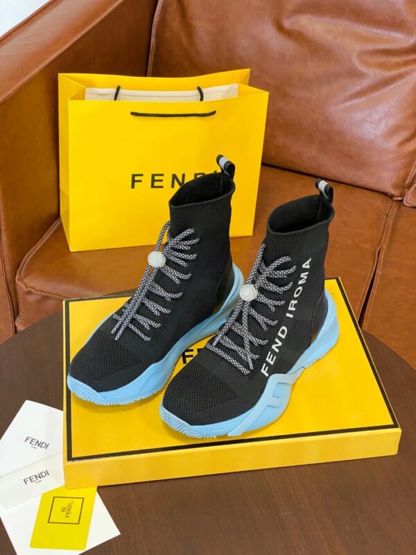 Fendi High Top Sneakers Black Blue For Women