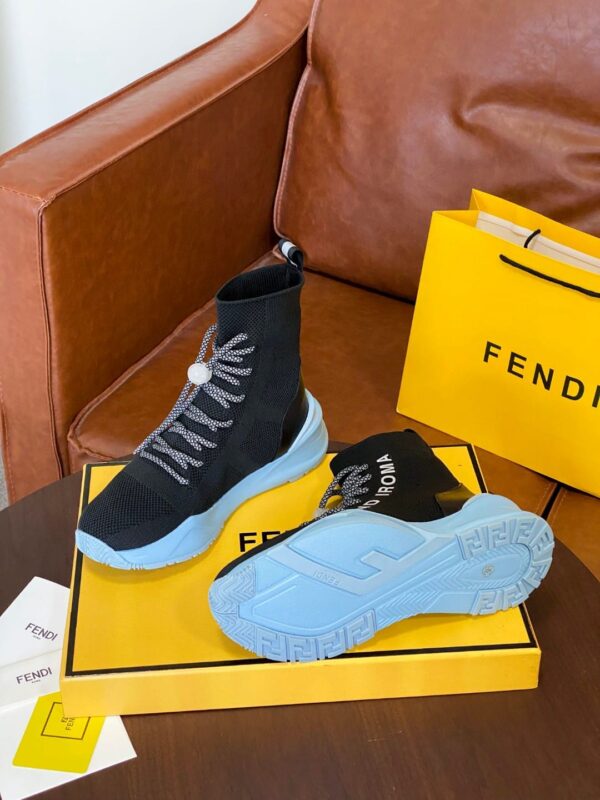 Fendi High Top Sneakers Black Blue For Women