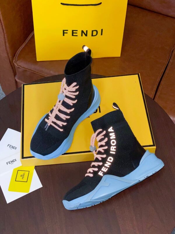 Fendi High Top Sneakers Black Blue For Women