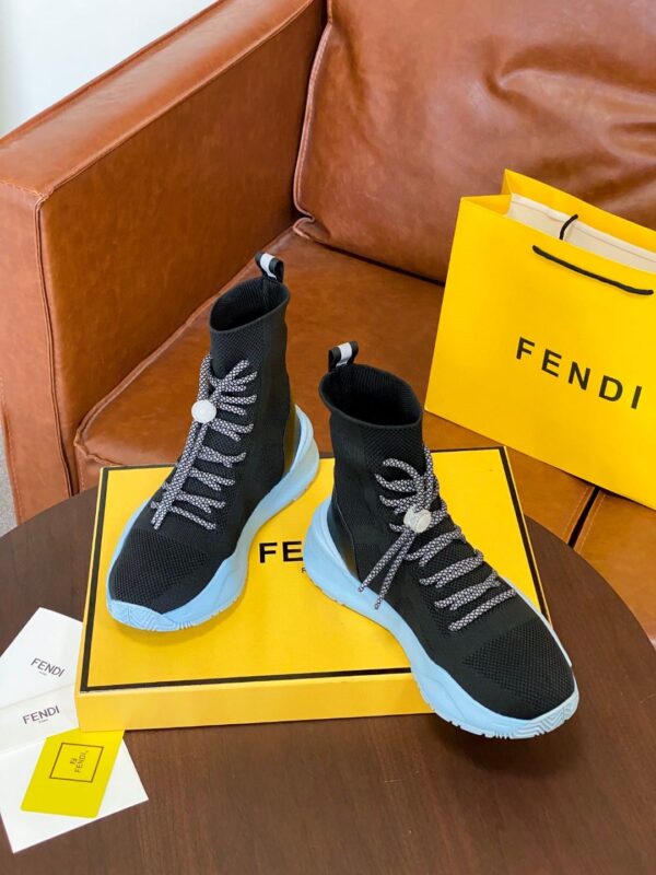 Fendi High Top Sneakers Black Blue For Women
