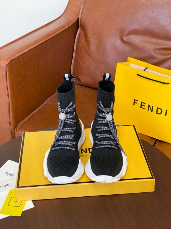 Fendi High Top Sneakers Black White For Women