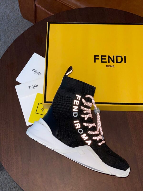 Fendi High Top Sneakers Black White For Women