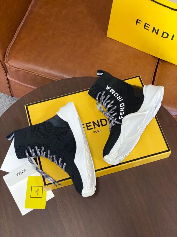 Fendi High Top Sneakers Black White For Women