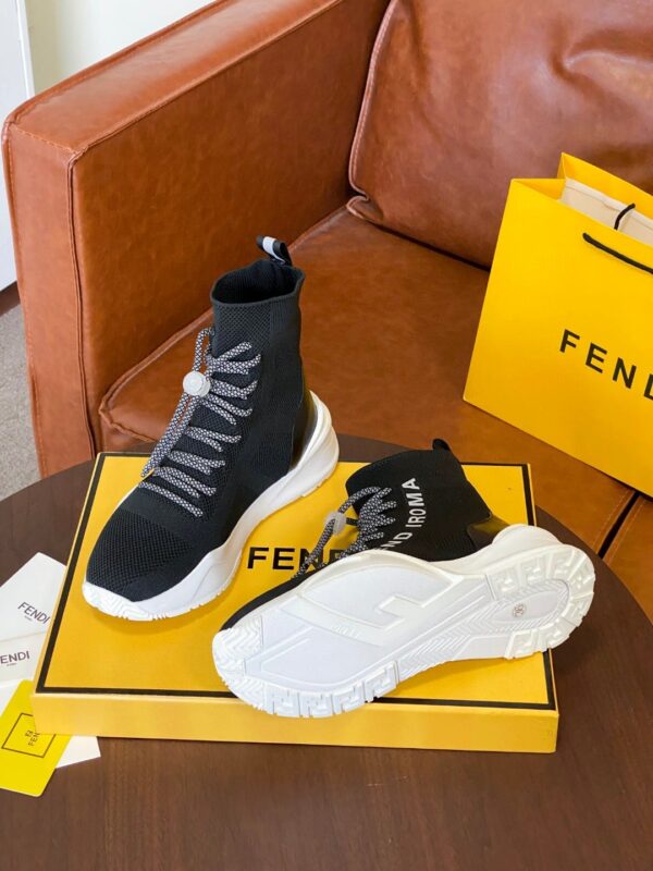 Fendi High Top Sneakers Black White For Women
