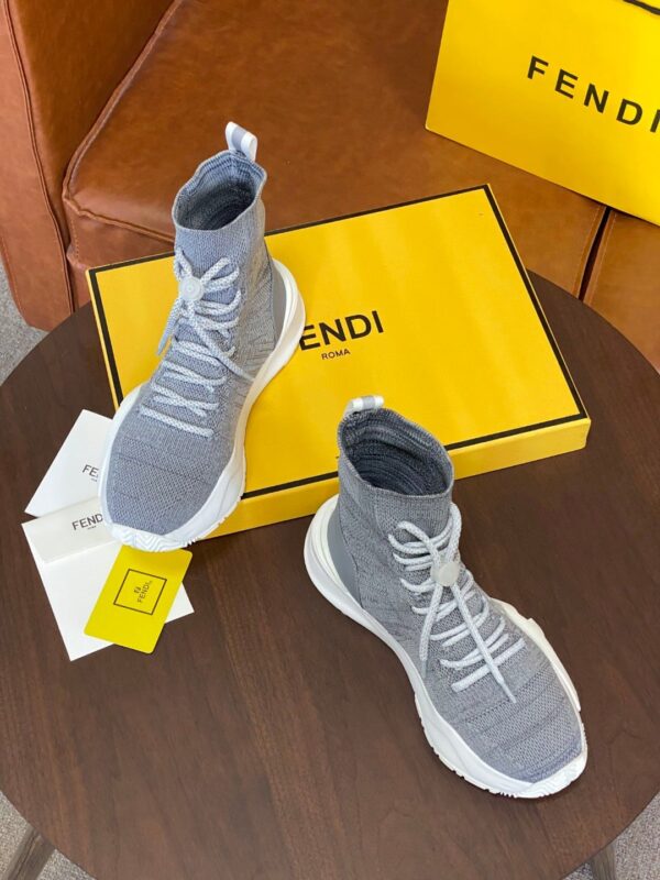 Fendi High Top Sneakers White Grey For Women