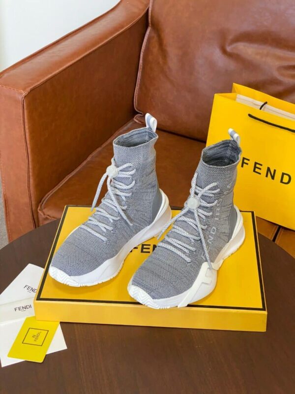 Fendi High Top Sneakers White Grey For Women
