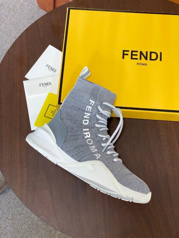 Fendi High Top Sneakers White Grey For Women