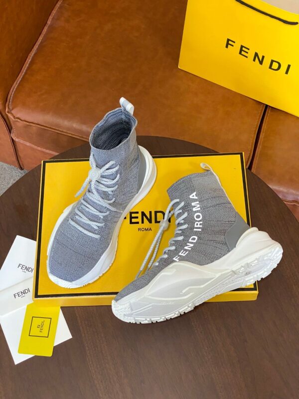 Fendi High Top Sneakers White Grey For Women