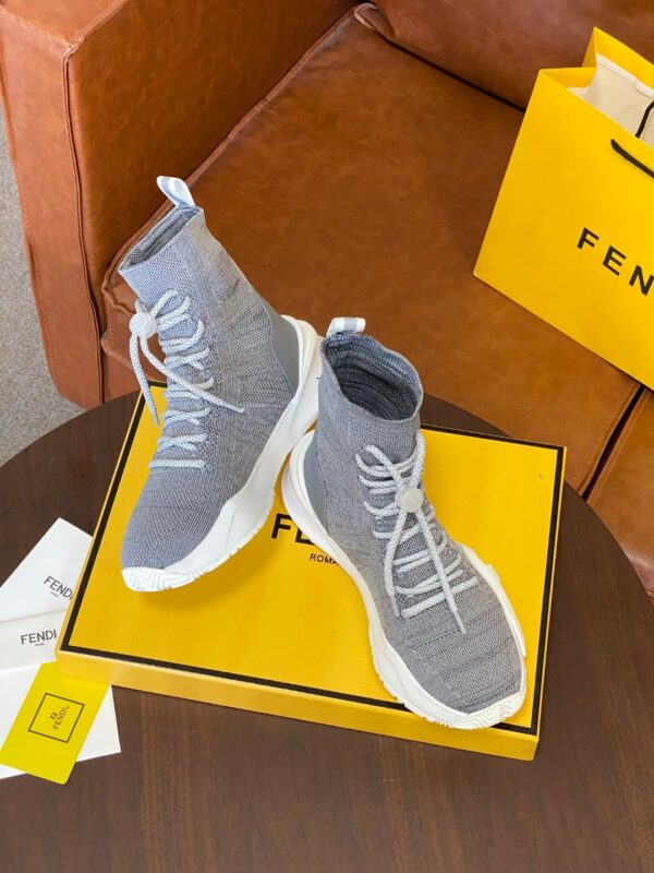 Fendi High Top Sneakers White Grey For Women