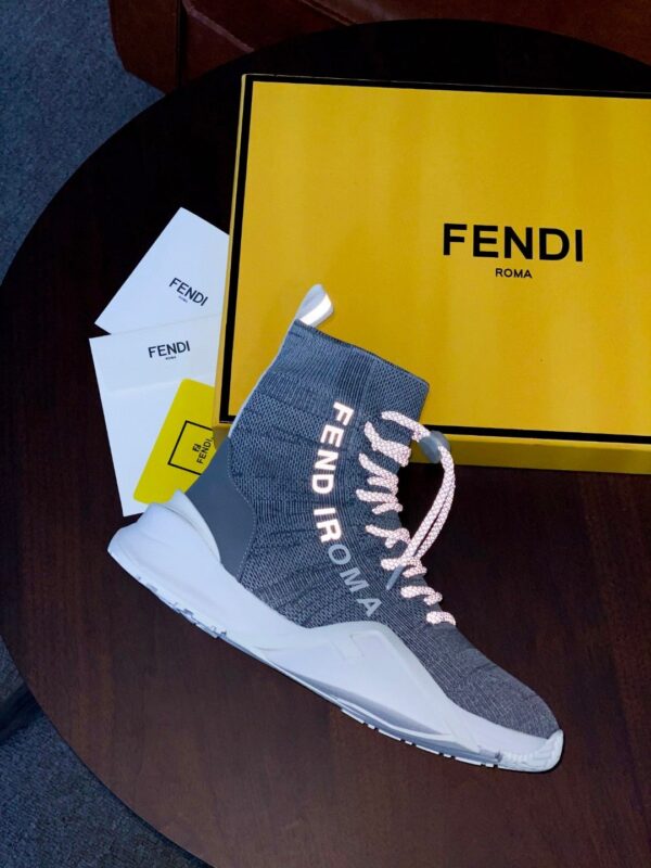 Fendi High Top Sneakers White Grey For Women