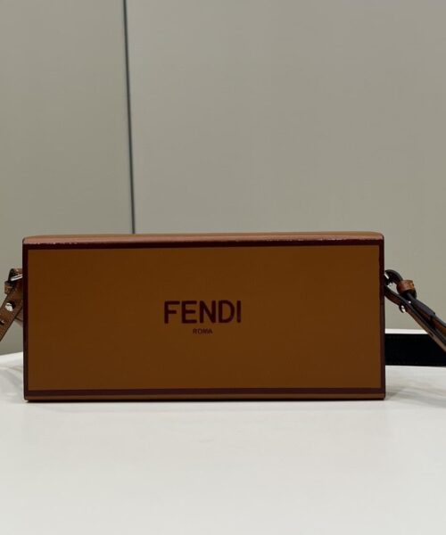 1:1 Replica Fendi Horizontal Box Brown Bag For Woman 10.5cm/4in