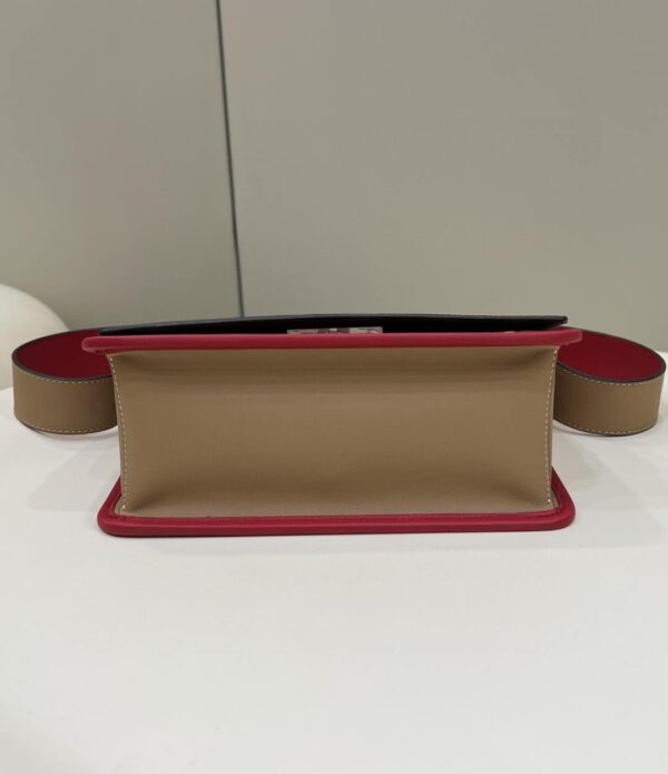 1:1 Replica Fendi Kan I F Medium Brown and Red Bag For Woman 18cm/7in