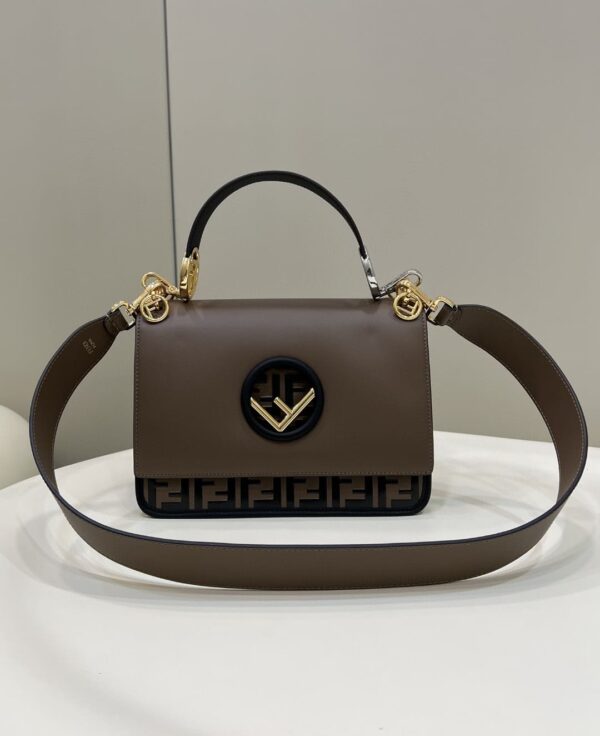 1:1 Replica Fendi Kan I F Medium Brown Bag For Woman 18cm/7in 8BT284A651F13VK