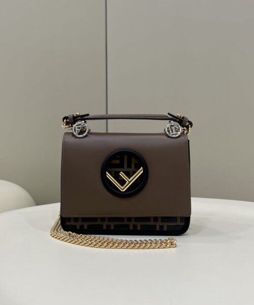 1:1 Replica Fendi Kan I F Small Brown Bag For Woman 15cm/5.5in 8BT286A651F13VK