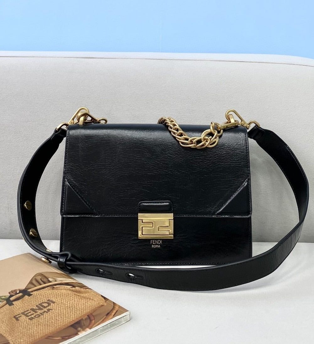 1:1 Replica Fendi Kan U Small Black Bag For Woman 25cm/9.5in