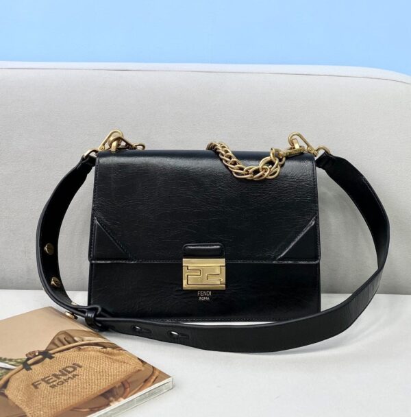 1:1 Replica Fendi Kan U Small Black Bag For Woman 25cm/9.5in