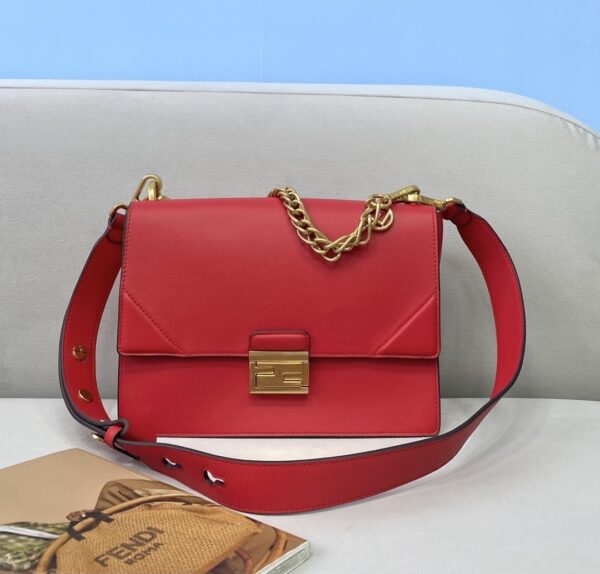 1:1 Replica Fendi Kan U Small Red Bag For Woman 25cm/9.5in