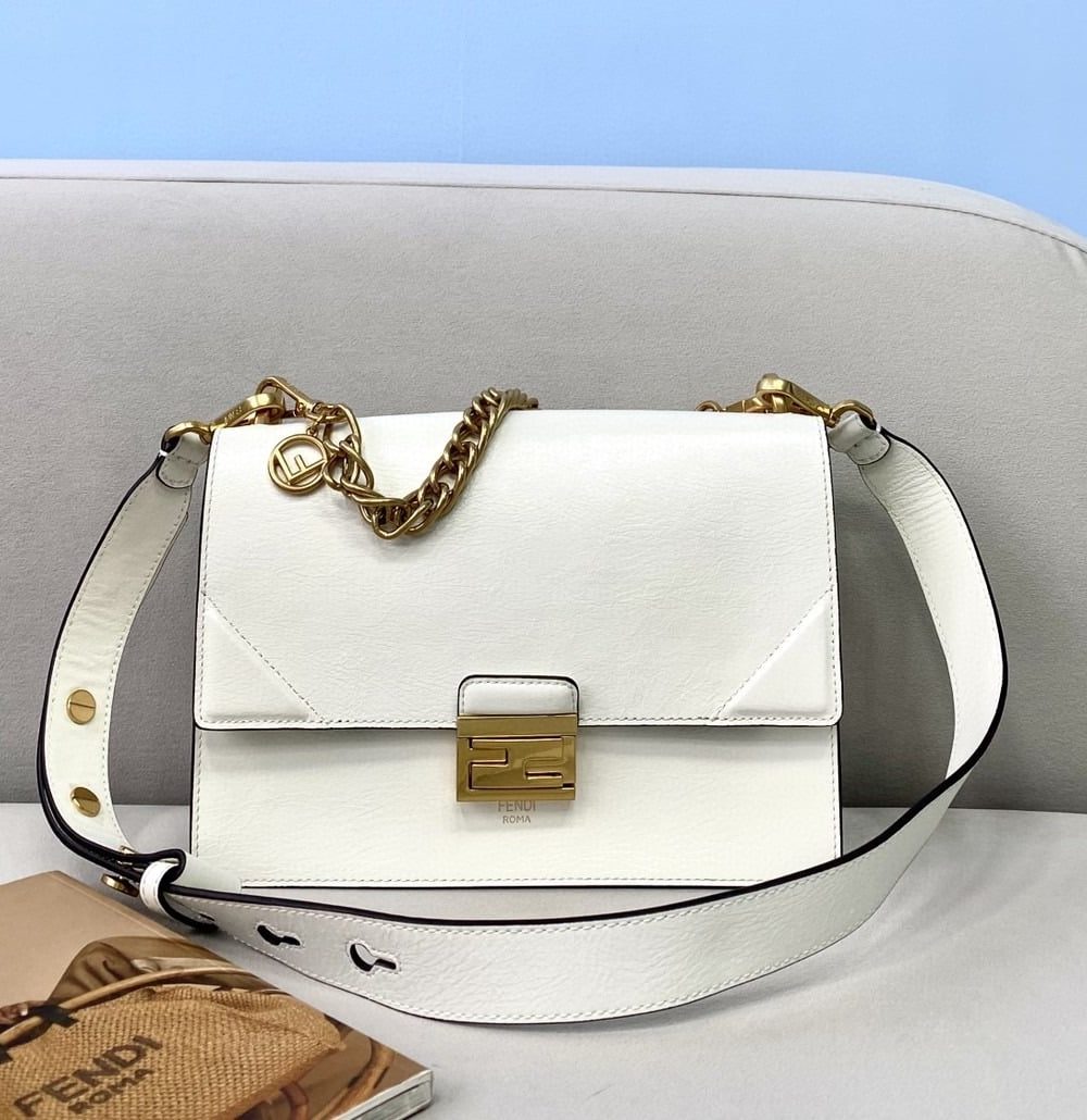 1:1 Replica Fendi Kan U Small White Bag For Woman 25cm/9.5in