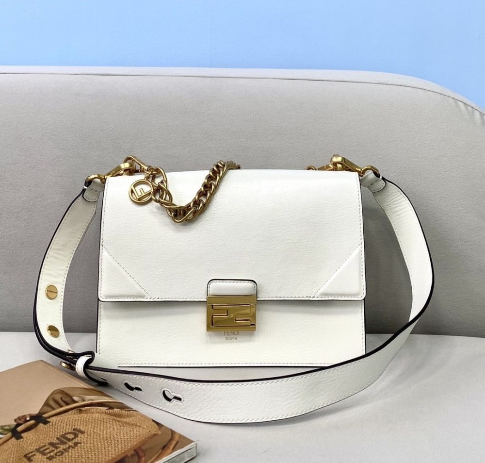 1:1 Replica Fendi Kan U Small White Bag For Woman 25cm/9.5in