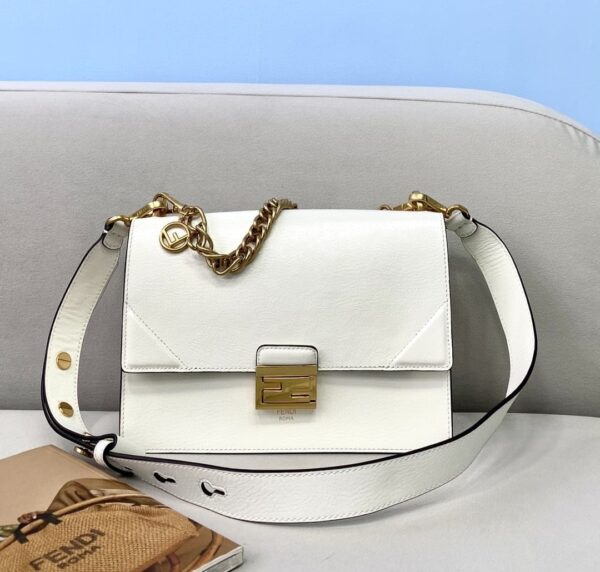 1:1 Replica Fendi Kan U Small White Bag For Woman 25cm/9.5in