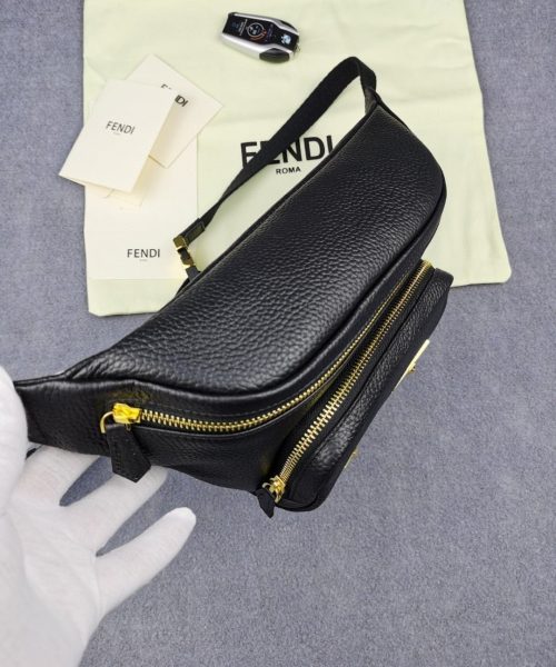 1:1 Replica Fendi Little Monster Belt Bag Black For Men, Men's Bag 7.9in/20cm FF