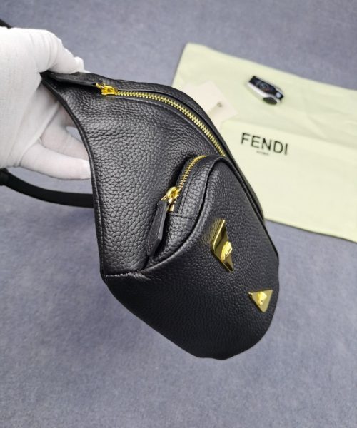 1:1 Replica Fendi Little Monster Belt Bag Black For Men, Men's Bag 7.9in/20cm FF