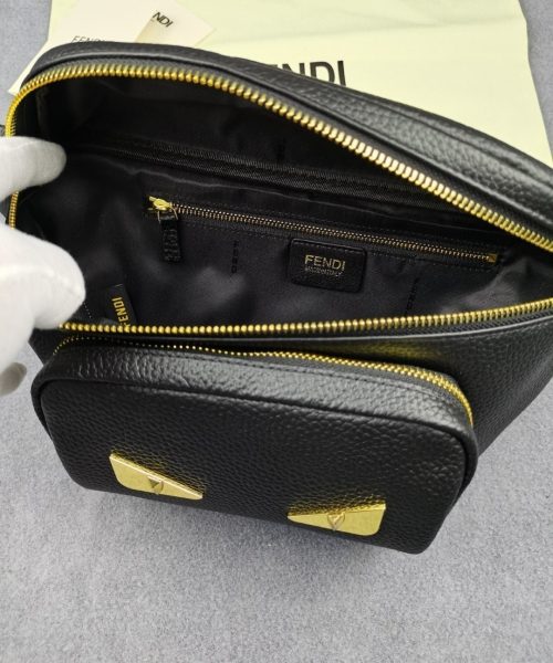 1:1 Replica Fendi Little Monster Belt Bag Black For Men, Men's Bag 7.9in/20cm FF