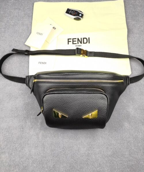 1:1 Replica Fendi Little Monster Belt Bag Black For Men, Men's Bag 7.9in/20cm FF