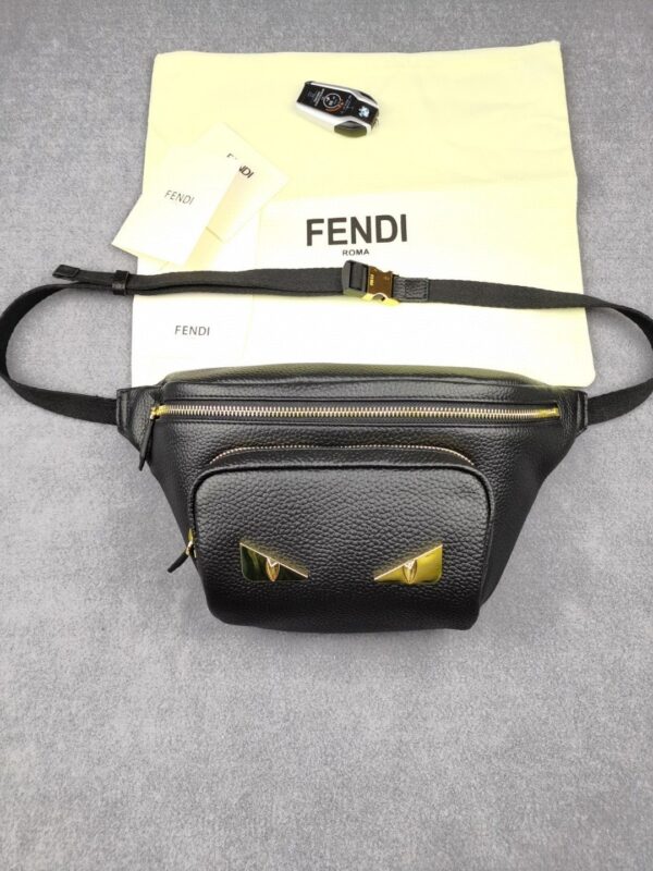 1:1 Replica Fendi Little Monster Belt Bag Black For Men, Men's Bag 7.9in/20cm FF